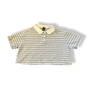[Wild Fable] Gray and White Polo Crop Top
